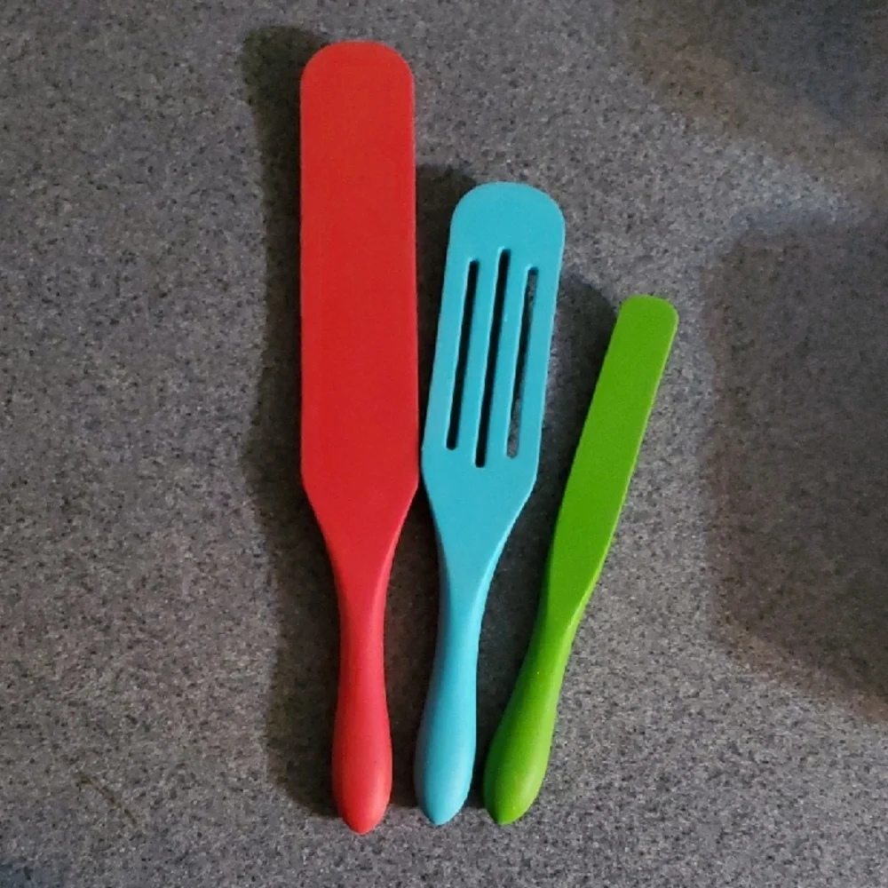 Mad Hungry 3-Piece Silicone Spurtle Set - Red, Blue, Green Utensils (Kalorik)
